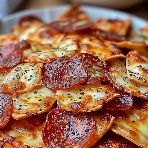 Delicious homemade pizza chips made with two simple ingredients.