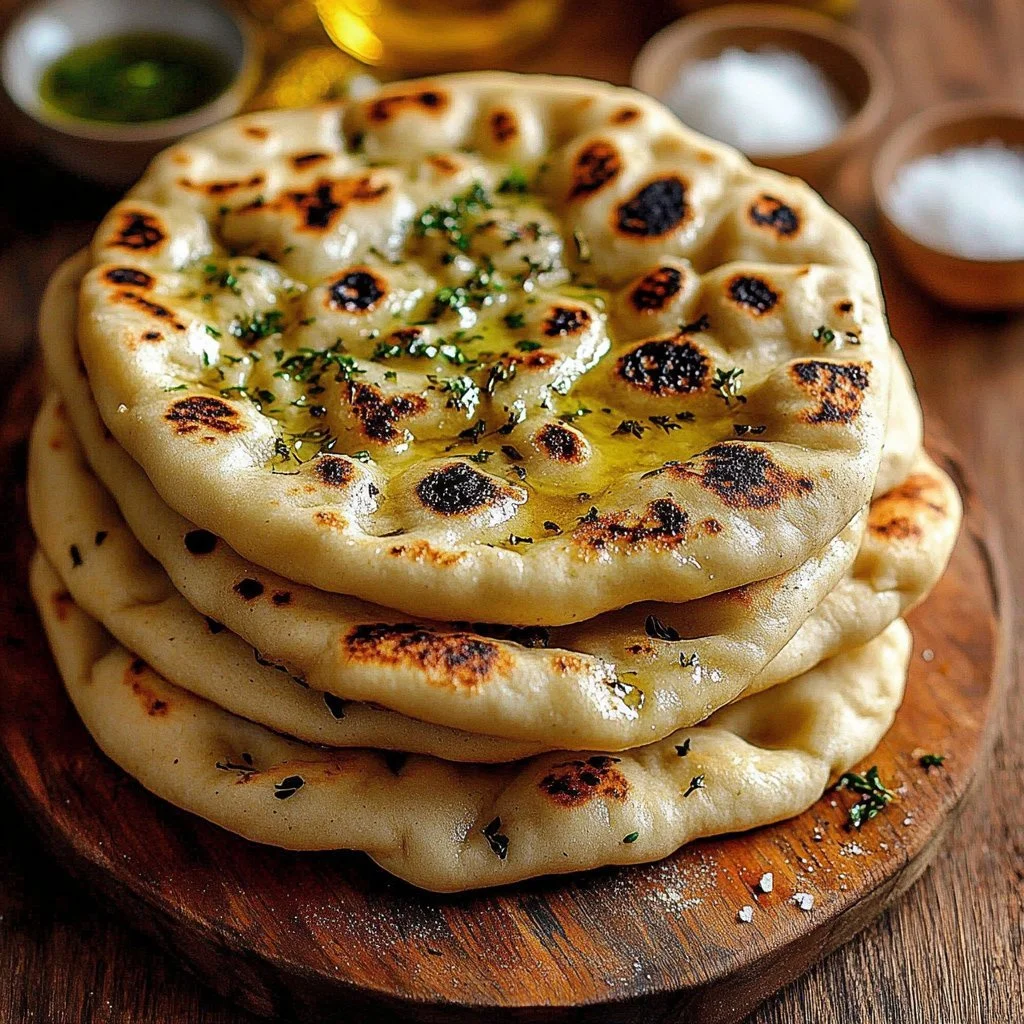 Delicious homemade sourdough flatbread on a wooden cutting board.