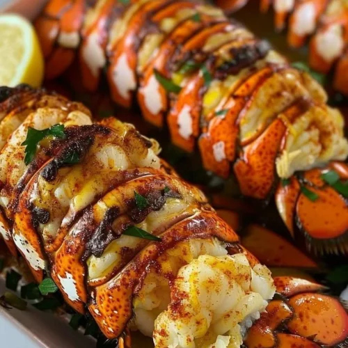 Delicious quick gourmet lobster tails ready to be served