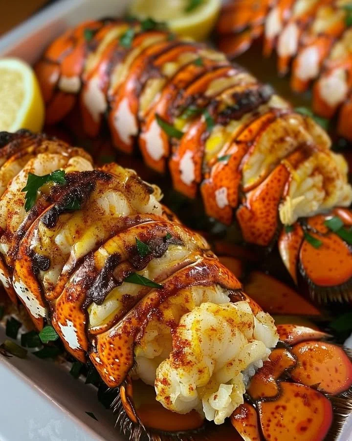 Delicious quick gourmet lobster tails ready to be served
