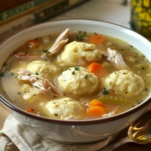 Image of a delicious Roast Turkey & Herbed Dumpling Stew garnished with fresh herbs