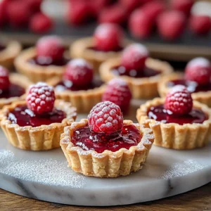 Scandinavian raspberry jam shortbread tarts with fresh raspberries