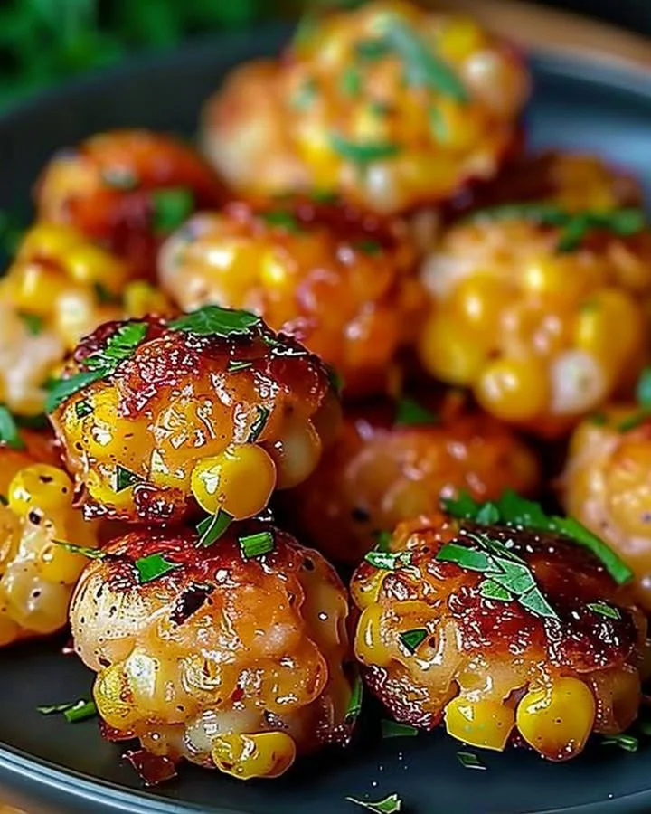 Delicious spicy Mexican corn bites served on a platter.