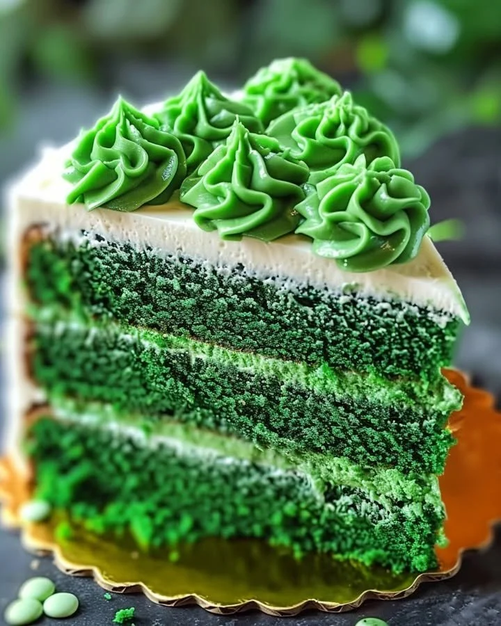 St. Patrick’s Day Green Velvet Cake with cream cheese frosting
