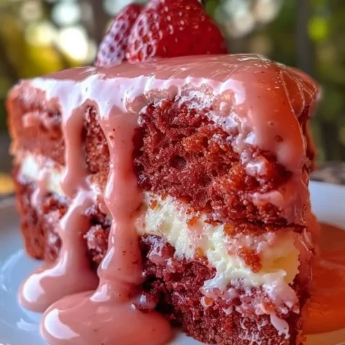 Delicious Strawberry Honeybun Cake with Strawberry Cream Icing