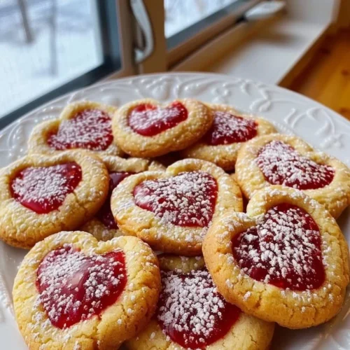 Plate of Strawberry Kiss Cookies with fresh strawberries on the side