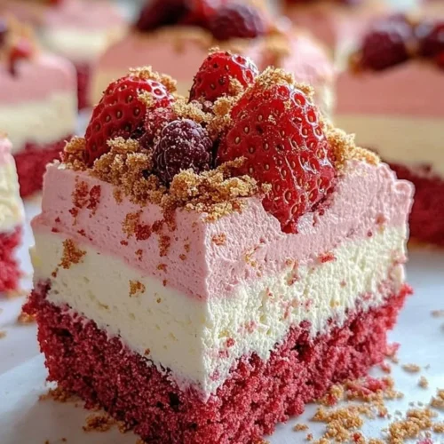 Delicious Strawberry Mousse Cake with Cream Cheese Layer on a plate