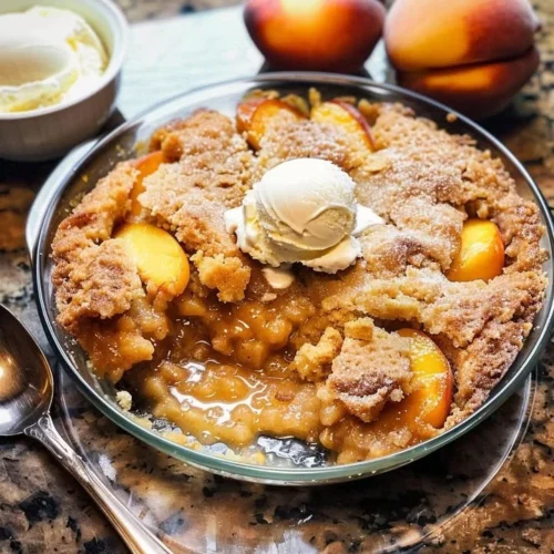 Delicious Summer Peach Delight dessert featuring fresh peaches and creamy topping