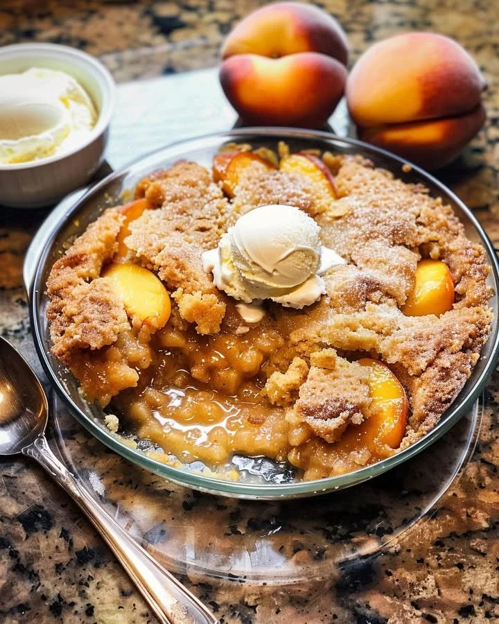 Delicious Summer Peach Delight dessert featuring fresh peaches and creamy topping