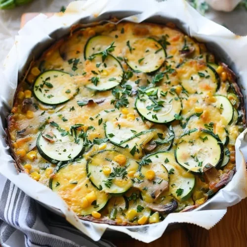 Delicious Sweet Corn and Zucchini Pie fresh from the oven