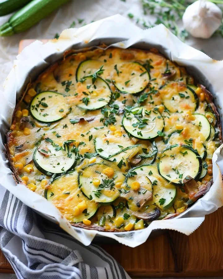 Delicious Sweet Corn and Zucchini Pie fresh from the oven