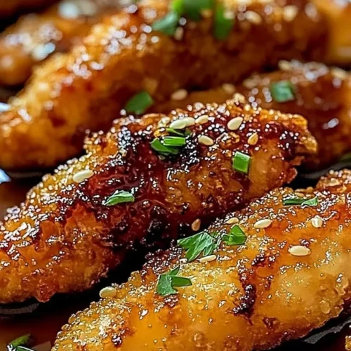Honey garlic chicken tenders cooked in an air fryer, golden and crispy
