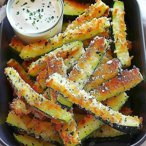 Crispy and delicious Parmesan Zucchini Fries served on a plate