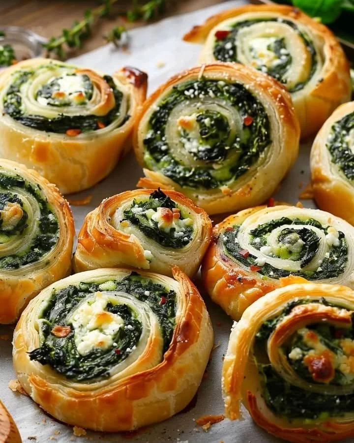 Delicious spinach pinwheels served on a platter