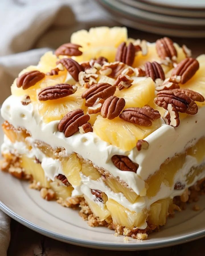 Tropical Pineapple Dream Cake with fresh pineapple and creamy frosting