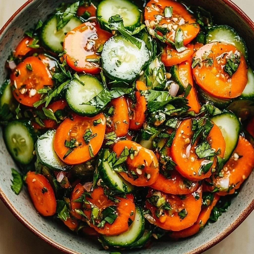 Zesty Cucumber Carrot Salad with fresh ingredients in a bowl