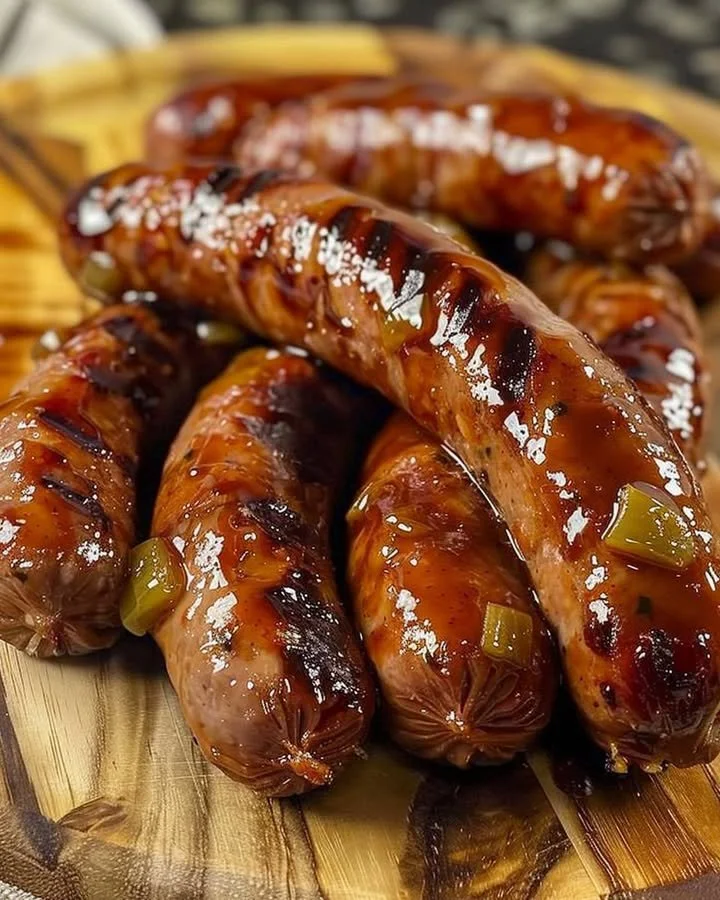 Zesty Mississippi cocktail sausages served on a platter with dipping sauce